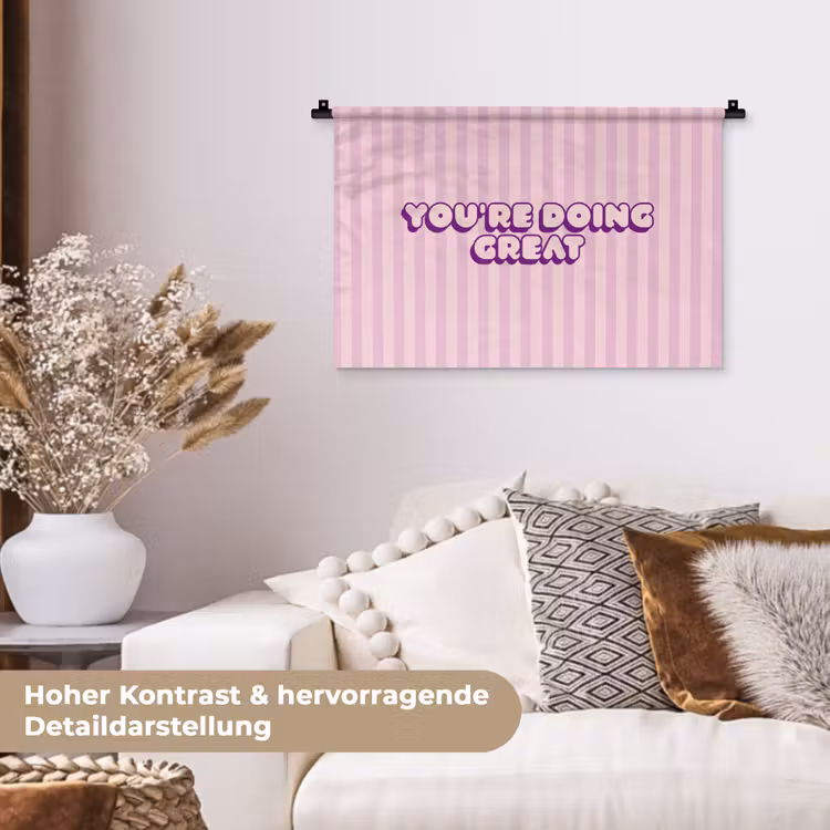 Paars - Strepen - You're doing great - Schaduw Wandkleed katoen klein -tsfeer1_DE