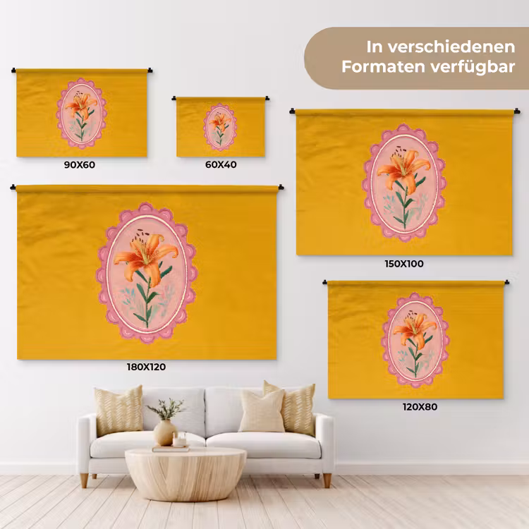Lelie - Oranje - Lijst - Ovaal Wandkleed katoen klein -tsfeer8_DE