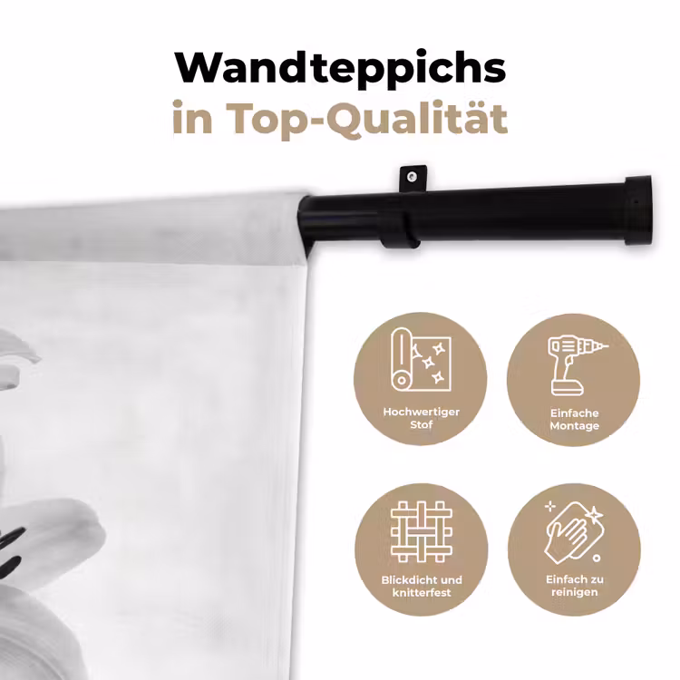 Lelies - Elegant - Zwart - Wit Wandkleed katoen klein -tsfeer2_DE