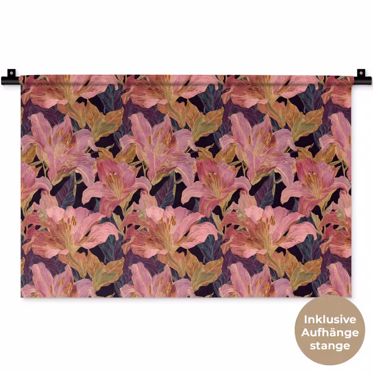 Lelies - Patroon - Roze - Goud Wandkleed katoen klein 269 -t3d_DE