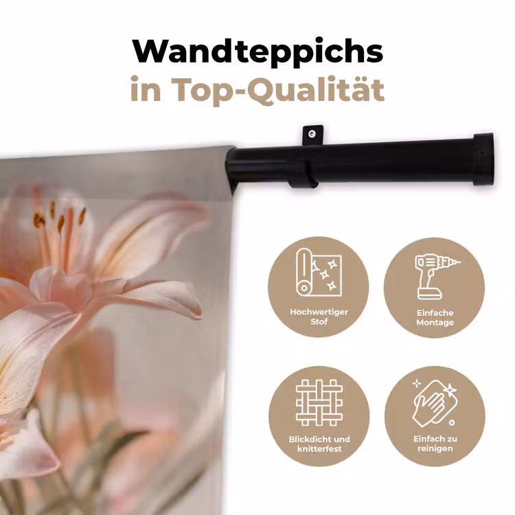Lelies - Meeldraden - Roze - Wazig Wandkleed katoen klein -tsfeer2_DE
