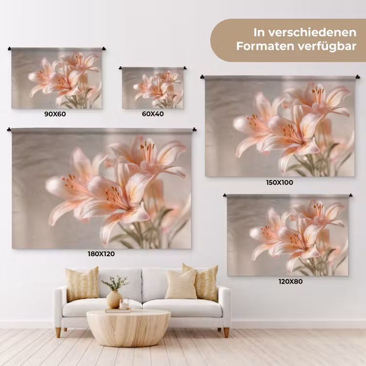Lelies - Meeldraden - Roze - Wazig Wandkleed katoen klein -tsfeer8_DE