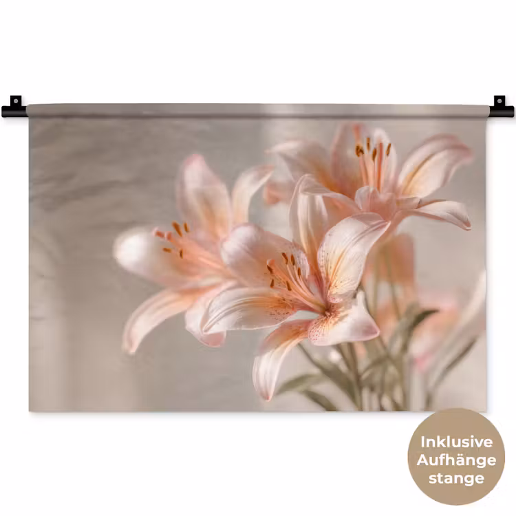 Lelies - Meeldraden - Roze - Wazig Wandkleed katoen klein -t3d_DE