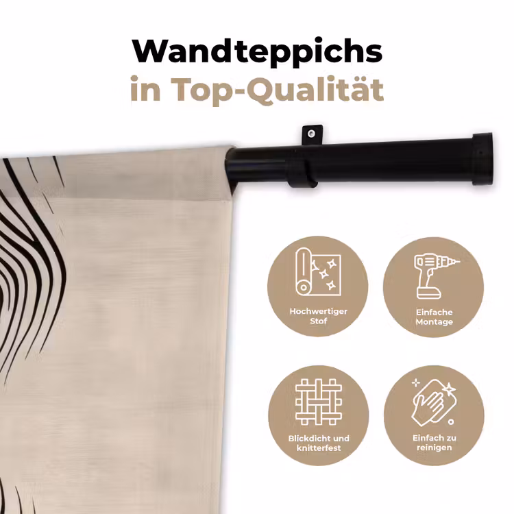 Lijnen - Abstract - Golvend - Zwart Wandkleed katoen klein -tsfeer2_DE