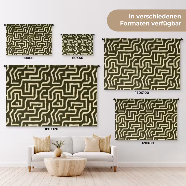 Lijnen - Abstract - Groen Wandkleed katoen klein 269 -tsfeer8_DE