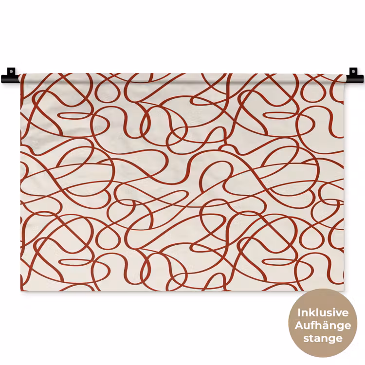 Lijnen - Abstract - Rood - Beige Wandkleed katoen klein 269 -t3d_DE
