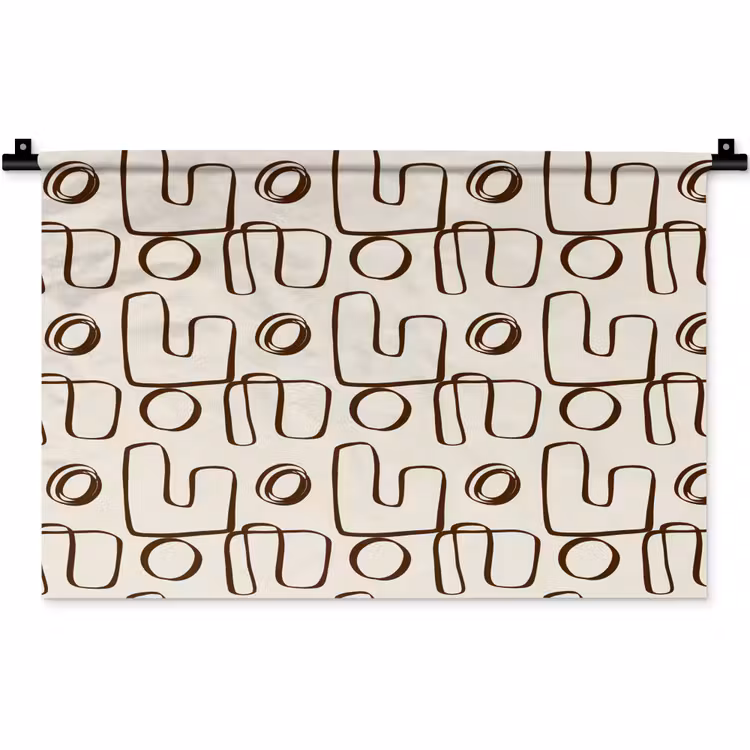 Lijnen - Beige - Patroon - Donkerbruin Wandkleed katoen klein 269 -zz3d