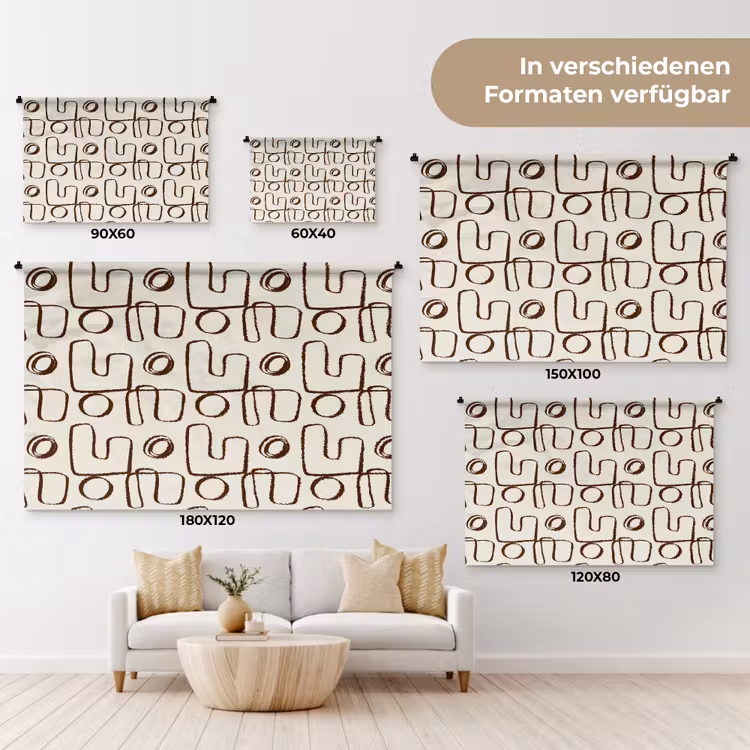 Lijnen - Beige - Patroon - Donkerbruin Wandkleed katoen klein 269 -tsfeer8_DE