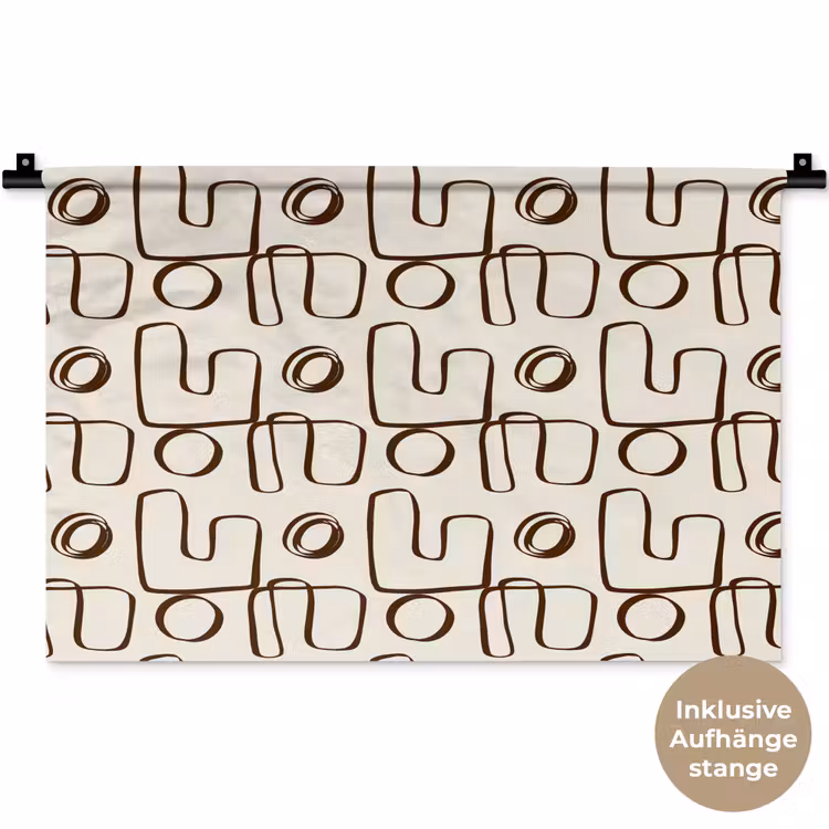 Lijnen - Beige - Patroon - Donkerbruin Wandkleed katoen klein 269 -t3d_DE