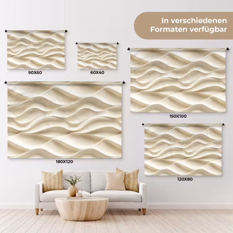 Lijnen - Golvend - Crème Wandkleed katoen klein 269 -tsfeer8_DE