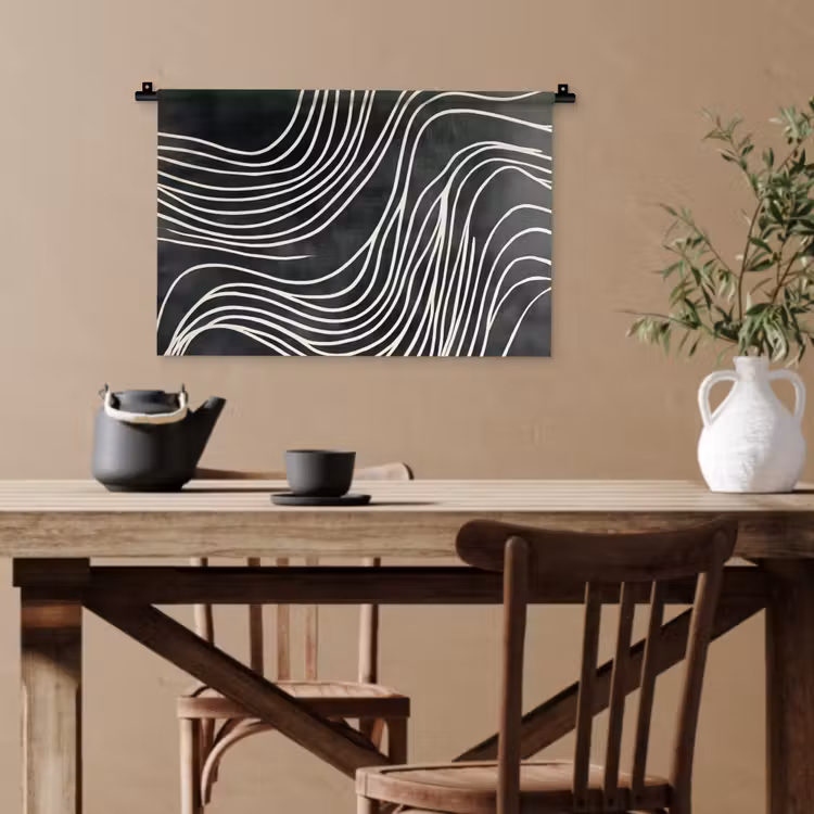 Lijnen - Patroon - Abstract - Wit Wandkleed katoen klein -sfeer6