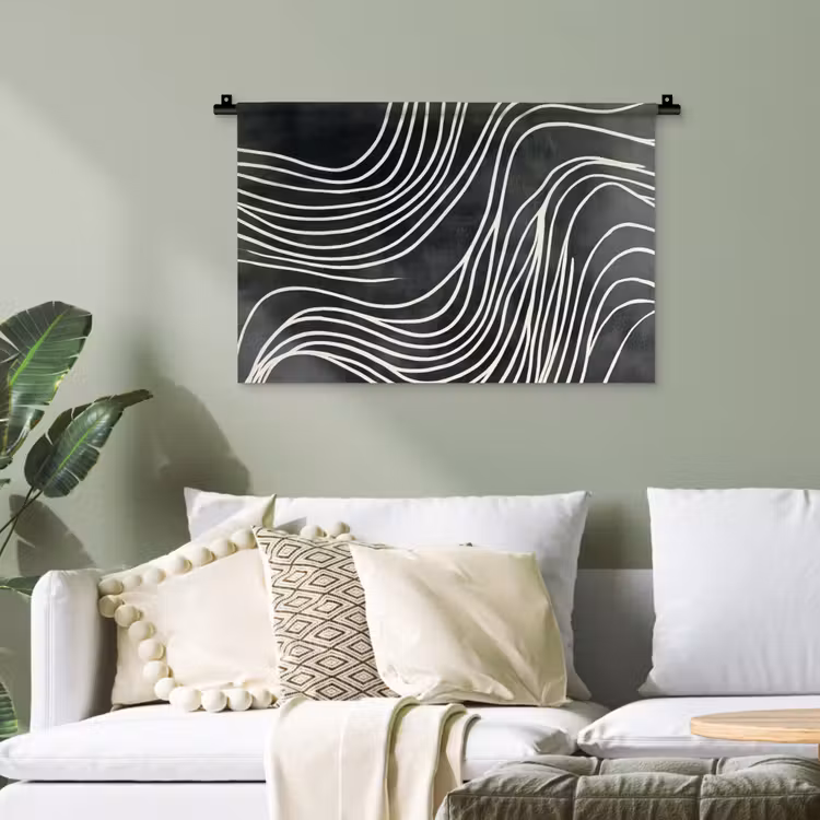 Lijnen - Patroon - Abstract - Wit Wandkleed katoen klein -sfeer7