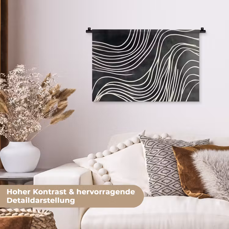 Lijnen - Patroon - Abstract - Wit Wandkleed katoen klein -tsfeer1_DE