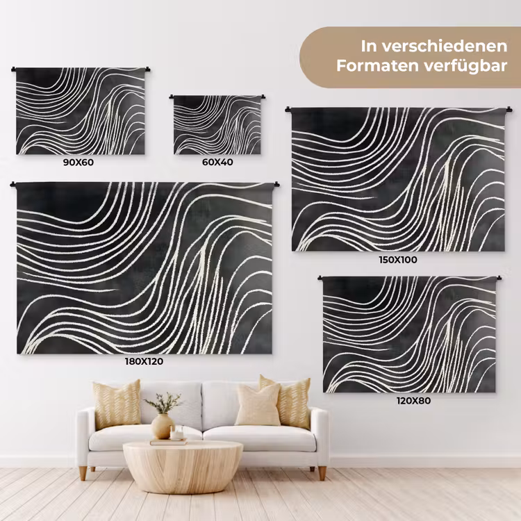 Lijnen - Patroon - Abstract - Wit Wandkleed katoen klein -tsfeer8_DE