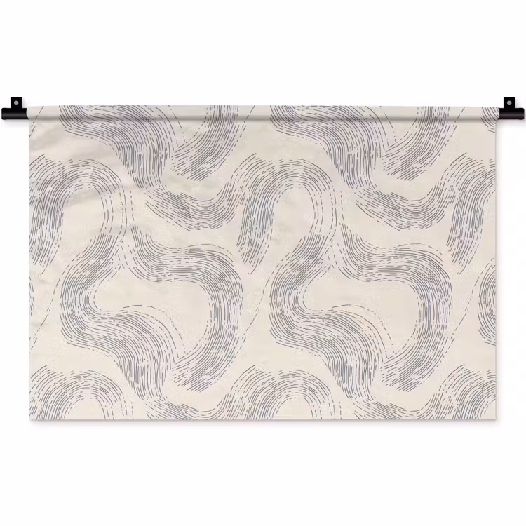 Lijnen - Patroon - Beige - Minimalistisch Wandkleed katoen klein 269 -zz3d