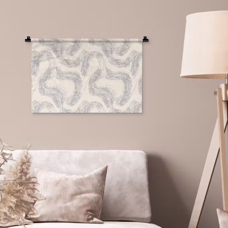 Lijnen - Patroon - Beige - Minimalistisch Wandkleed katoen klein 269 -sfeer4