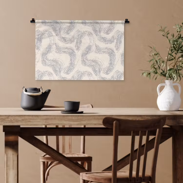 Lijnen - Patroon - Beige - Minimalistisch Wandkleed katoen klein 269 -sfeer6