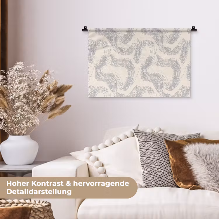 Lijnen - Patroon - Beige - Minimalistisch Wandkleed katoen klein 269 -tsfeer1_DE