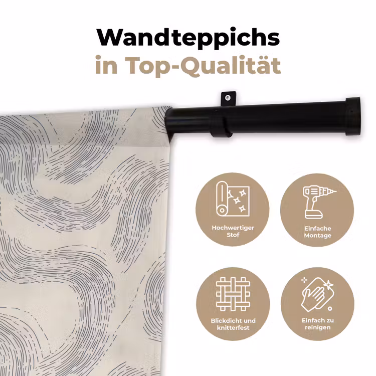 Lijnen - Patroon - Beige - Minimalistisch Wandkleed katoen klein 269 -tsfeer2_DE