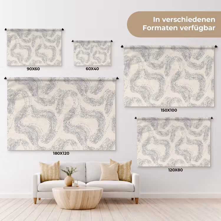 Lijnen - Patroon - Beige - Minimalistisch Wandkleed katoen klein 269 -tsfeer8_DE