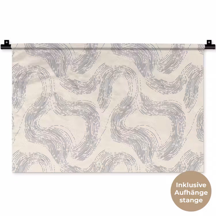Lijnen - Patroon - Beige - Minimalistisch Wandkleed katoen klein 269 -t3d_DE