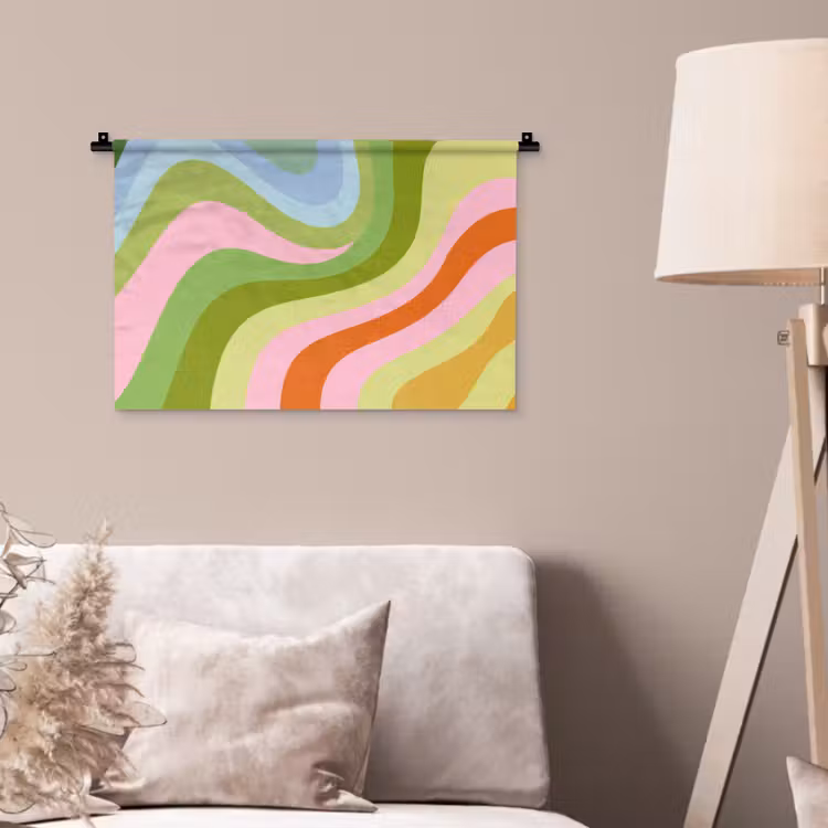 Lijnen - Pasteltinten - Golvend Wandkleed katoen klein -sfeer4