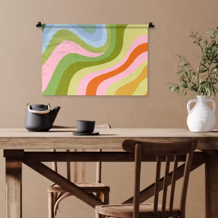 Lijnen - Pasteltinten - Golvend Wandkleed katoen klein -sfeer6