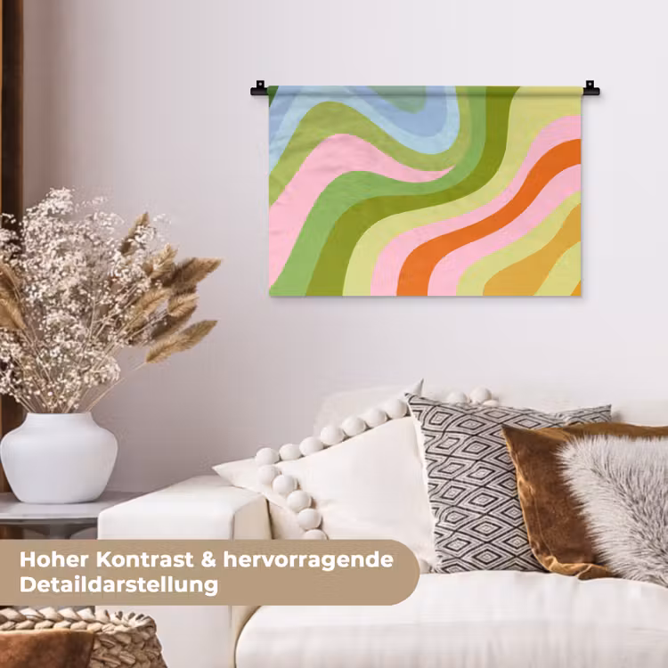 Lijnen - Pasteltinten - Golvend Wandkleed katoen klein -tsfeer1_DE