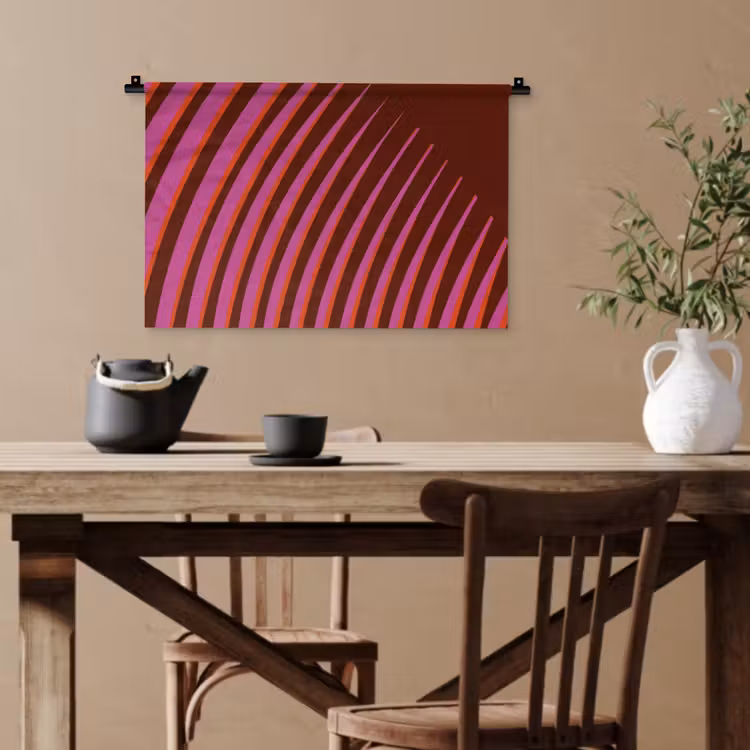 Lijnen - Rood - Beweging Wandkleed katoen klein -sfeer6