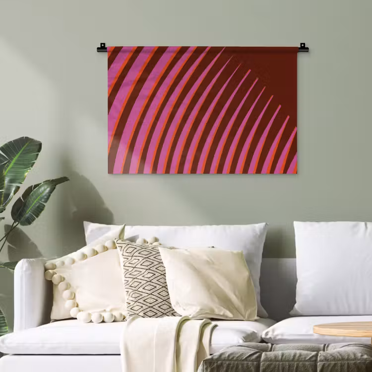 Lijnen - Rood - Beweging Wandkleed katoen klein -sfeer7
