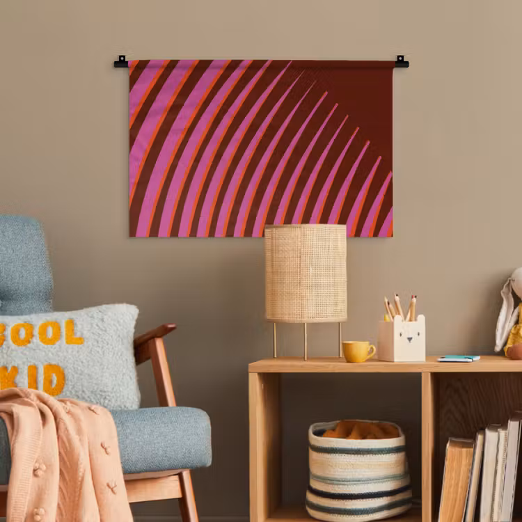 Lijnen - Rood - Beweging Wandkleed katoen klein -wsfeer4_kind