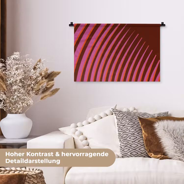 Lijnen - Rood - Beweging Wandkleed katoen klein -tsfeer1_DE