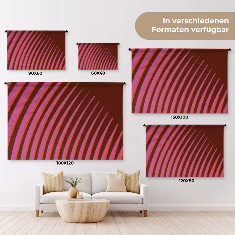 Lijnen - Rood - Beweging Wandkleed katoen klein -tsfeer8_DE