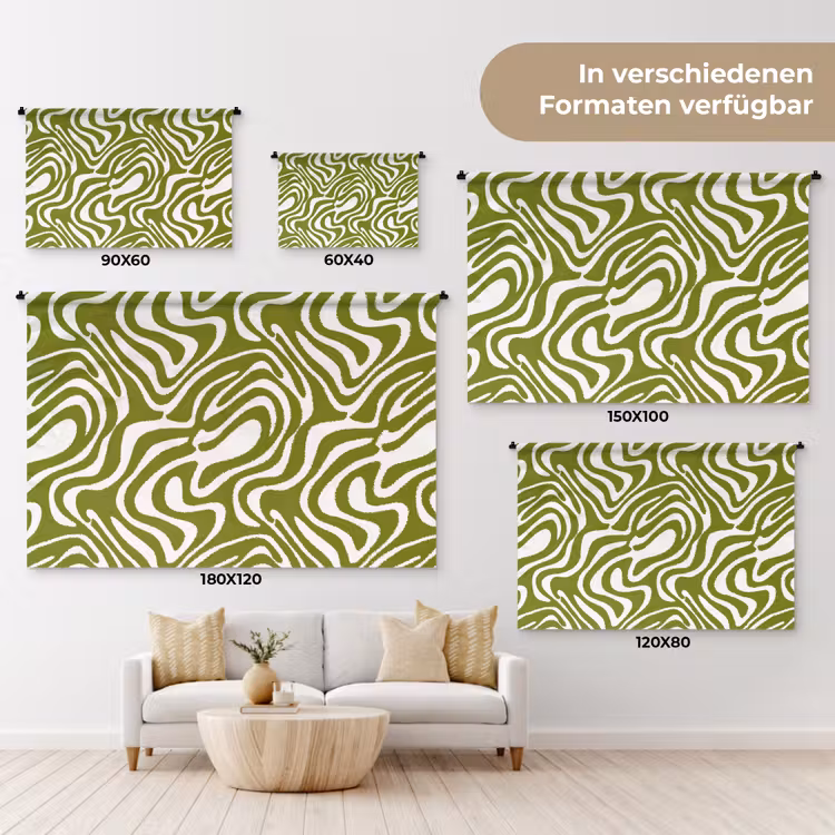 Lijnpatroon - Groen - Organisch Wandkleed katoen klein 269 -tsfeer8_DE