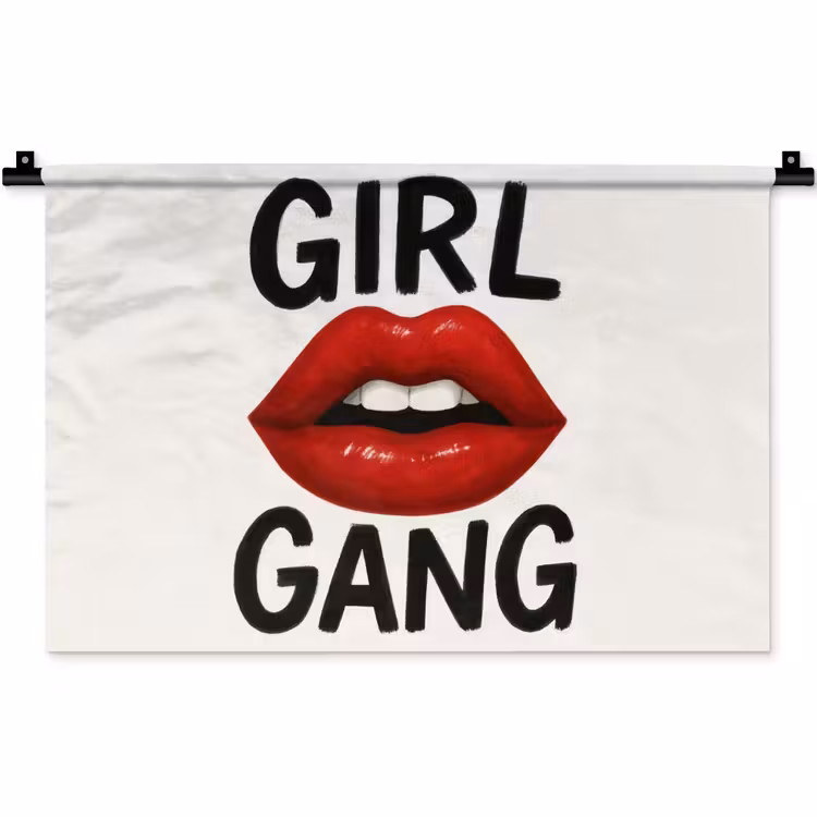 Lip - Girl - Rood - Letters Wandkleed katoen klein -zz3d