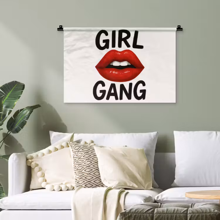 Lip - Girl - Rood - Letters Wandkleed katoen klein -sfeer7