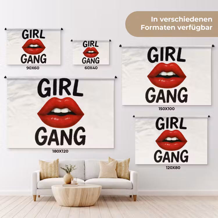 Lip - Girl - Rood - Letters Wandkleed katoen klein -tsfeer8_DE