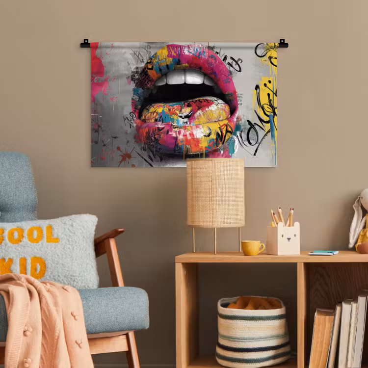 Lippen - Graffiti - Expressief Wandkleed katoen klein -wsfeer4_kind