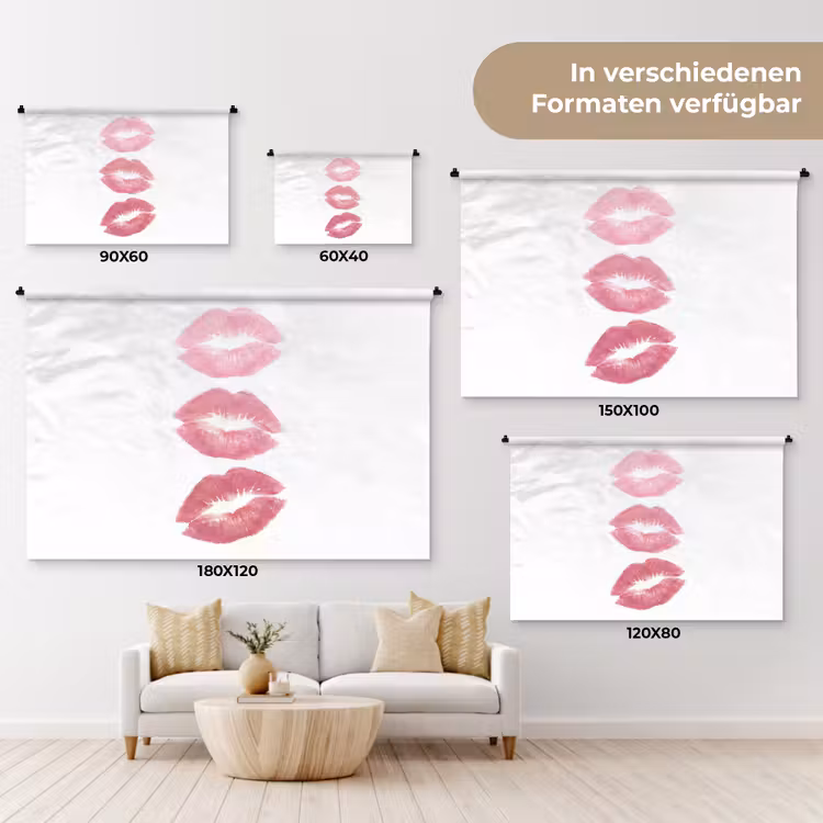 Lippen - Kusafdruk - Roze - Modern - Abstract Wandkleed katoen klein -tsfeer8_DE