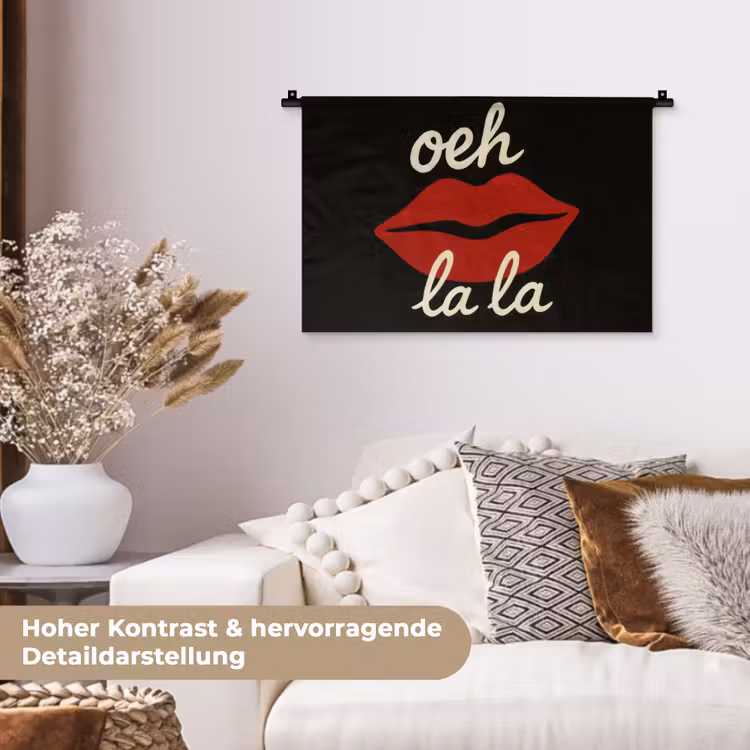 Lip - Rood - Quote Wandkleed katoen klein -tsfeer1_DE