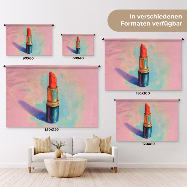 Lippenstift - Rood - Penseelstreken Wandkleed katoen klein -tsfeer8_DE