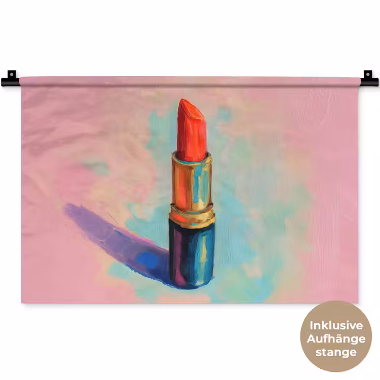 Lippenstift - Rood - Penseelstreken Wandkleed katoen klein -t3d_DE