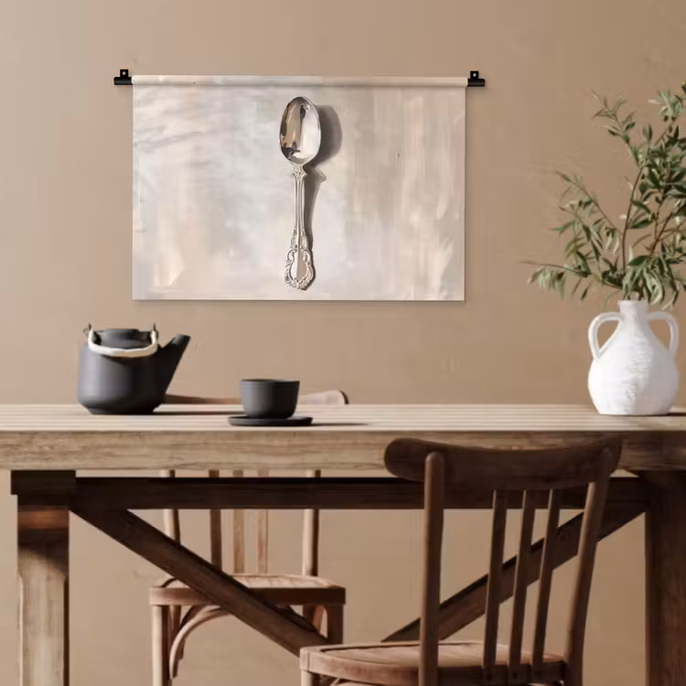 Lepel - Verf - Zilver Wandkleed katoen klein -sfeer6