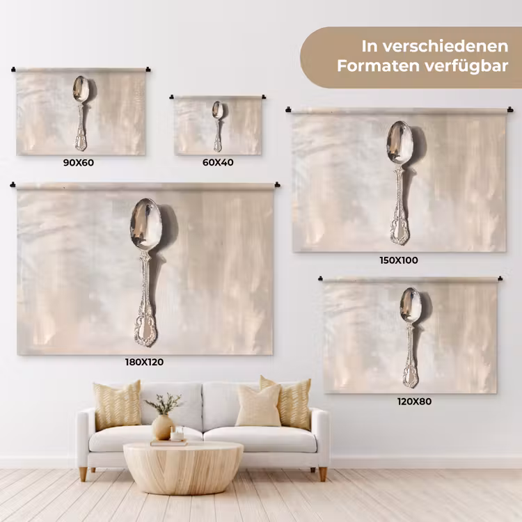 Lepel - Verf - Zilver Wandkleed katoen klein -tsfeer8_DE