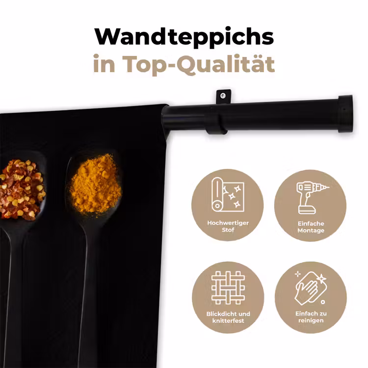 Lepels - Specerijen - Zwart - Kruiden - Rustiek Wandkleed katoen klein -tsfeer2_DE