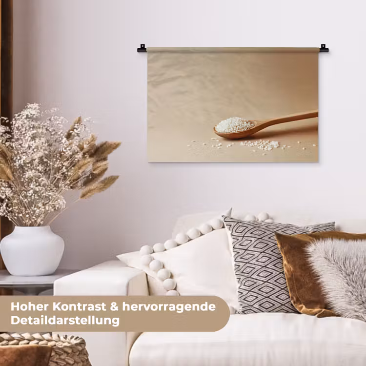 Lepel - Rijst - Hout - Beige Wandkleed katoen klein -tsfeer1_DE