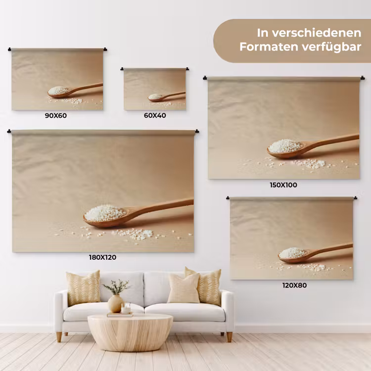 Lepel - Rijst - Hout - Beige Wandkleed katoen klein -tsfeer8_DE