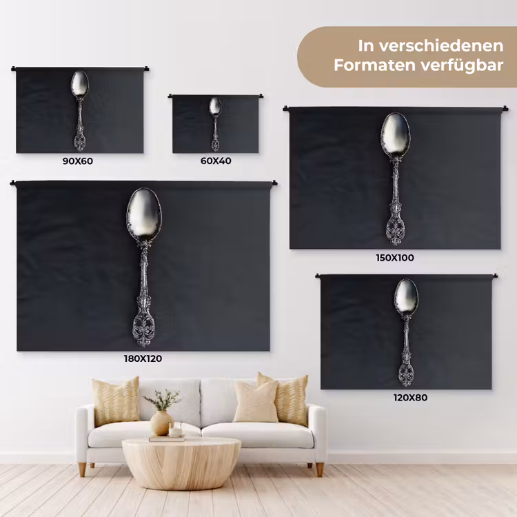 Lepel - Zilver - Metaal Wandkleed katoen klein -tsfeer8_DE
