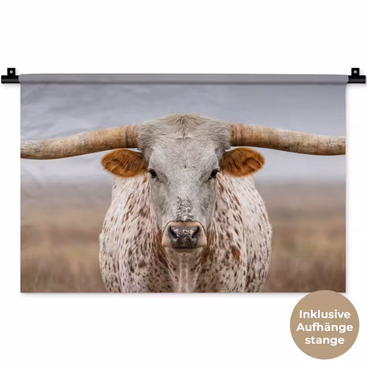 Longhorn - Grasveld - Dier Wandkleed katoen klein -t3d_DE