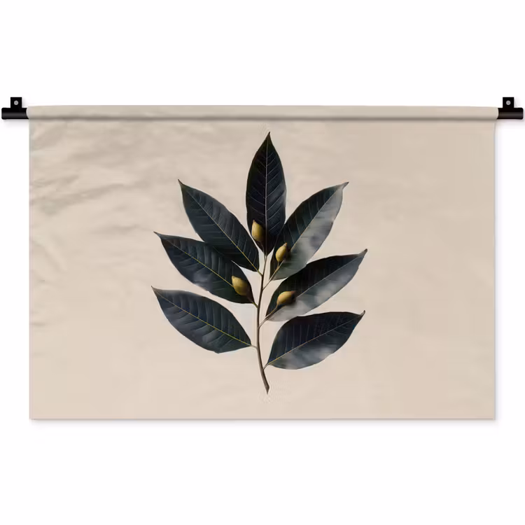 Laurierbladeren - Bloemknoppen - subtiel Wandkleed katoen klein -zz3d